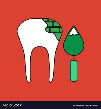 Flat icon design collection tooth with tool vector image