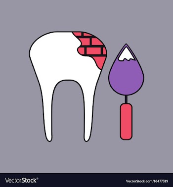 Flat icon design collection tooth with tool vector image