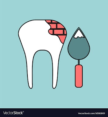 Flat icon design collection tooth with tool vector image