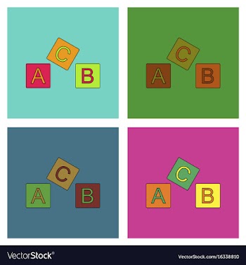 Flat icon design collection toy blocks vector image