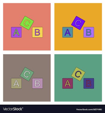 Flat icon design collection toy blocks vector image