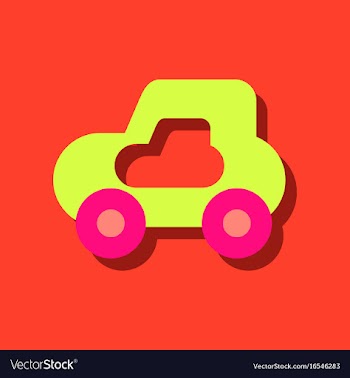 Flat icon design collection toy car in sticker vector image