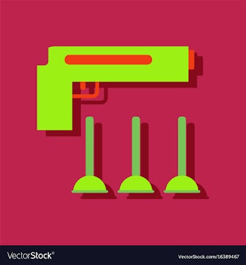 Flat icon design collection toy gun in sticker vector image