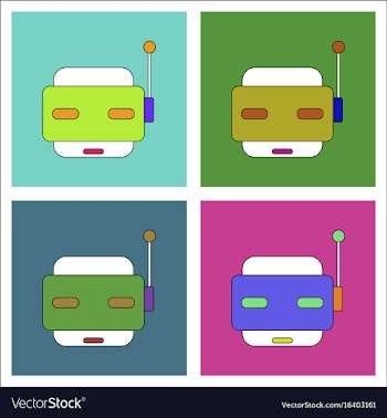 Flat icon design collection toy robot face vector image