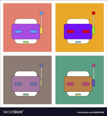 Flat icon design collection toy robot face vector image