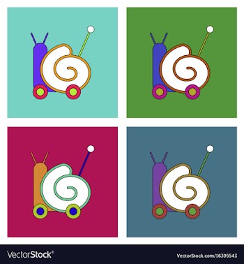 Flat icon design collection toy snail silhouette vector image