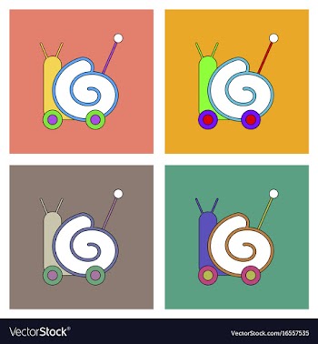 Flat icon design collection toy snail silhouette vector image