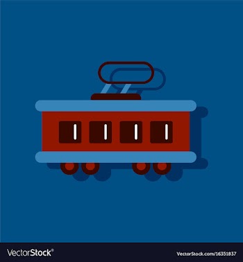 Flat icon design collection tram silhouette in vector image