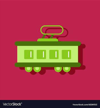 Flat icon design collection tram silhouette in vector image