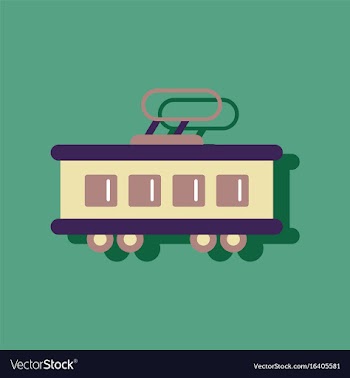 Flat icon design collection tram silhouette in vector image