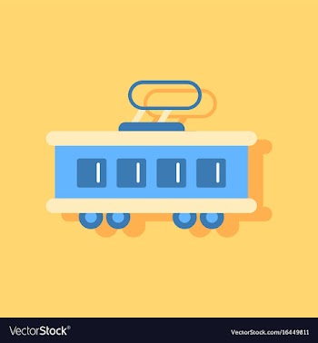 Flat icon design collection tram silhouette in vector image