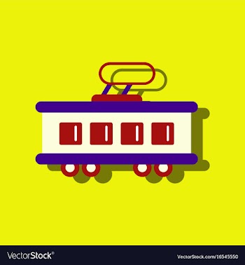 Flat icon design collection tram silhouette in vector image