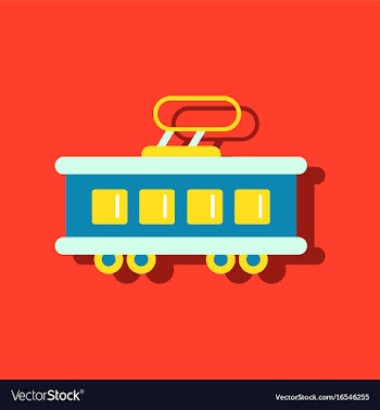 Flat icon design collection tram silhouette in vector image