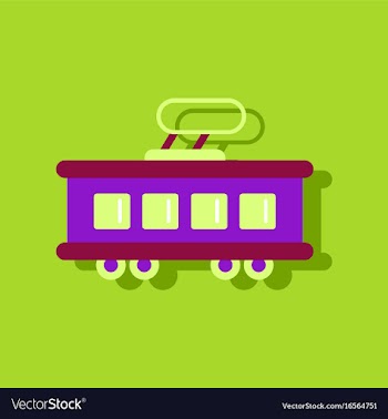 Flat icon design collection tram silhouette in vector image