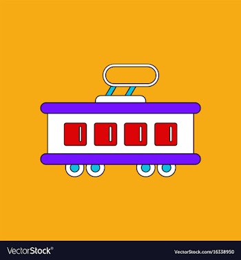 Flat icon design collection tram silhouette vector image