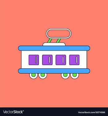 Flat icon design collection tram silhouette vector image