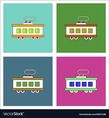 Flat icon design collection tram silhouette vector image