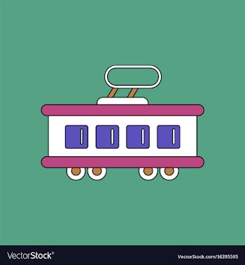 Flat icon design collection tram silhouette vector image