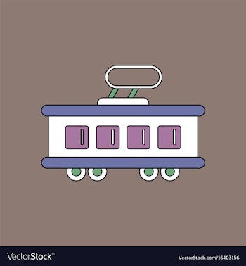 Flat icon design collection tram silhouette vector image