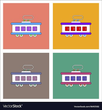 Flat icon design collection tram silhouette vector image