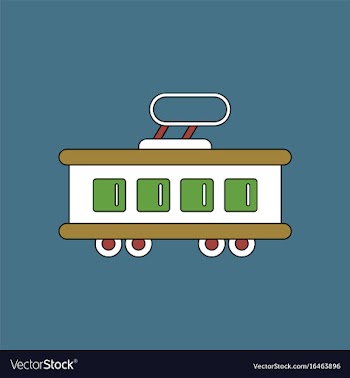 Flat icon design collection tram silhouette vector image