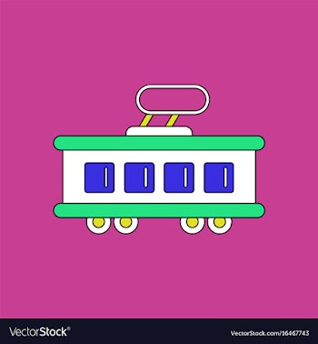 Flat icon design collection tram silhouette vector image