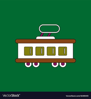 Flat icon design collection tram silhouette vector image