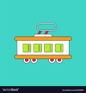 Flat icon design collection tram silhouette vector image