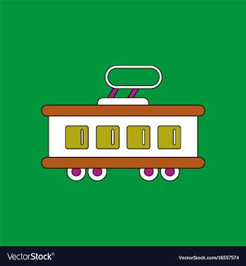 Flat icon design collection tram silhouette vector image