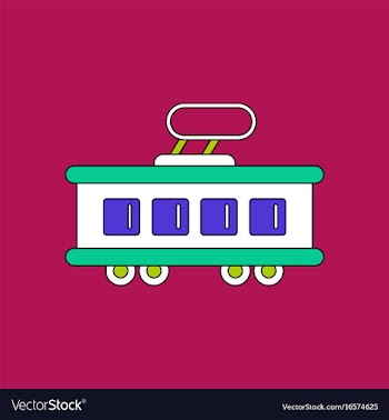 Flat icon design collection tram silhouette vector image