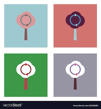 Flat icon design collection tree and air vector image