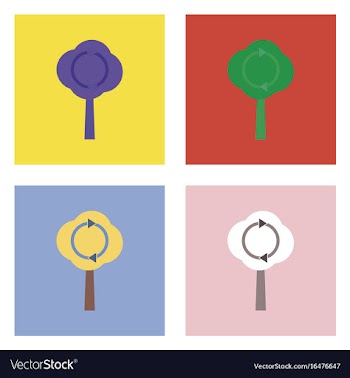 Flat icon design collection tree and air vector image