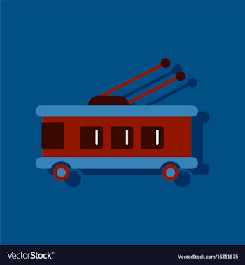 Flat icon design collection trolleybus silhouette vector image