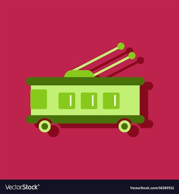 Flat icon design collection trolleybus silhouette vector image