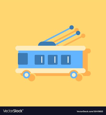 Flat icon design collection trolleybus silhouette vector image