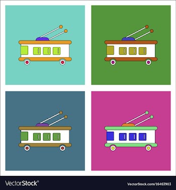 Flat icon design collection trolleybus silhouette vector image