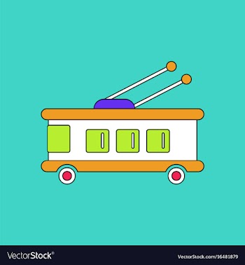 Flat icon design collection trolleybus silhouette vector image