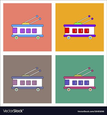 Flat icon design collection trolleybus silhouette vector image