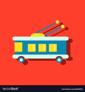 Flat icon design collection trolleybus silhouette vector image