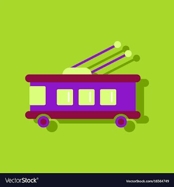 Flat icon design collection trolleybus silhouette vector image