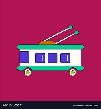 Flat icon design collection trolleybus silhouette vector image