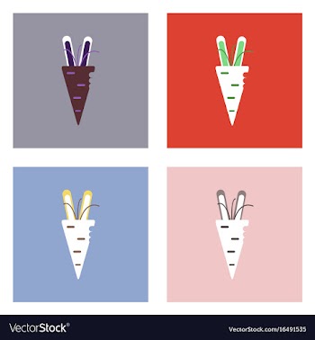 Flat icon design collection turnip plant vector image