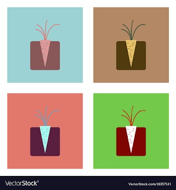 Flat icon design collection turnips in the ground vector image