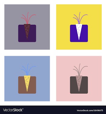 Flat icon design collection turnips in the ground vector image