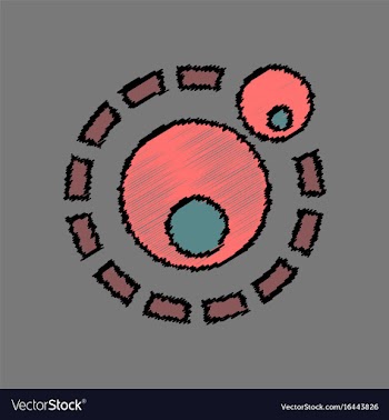 Flat icon design collection two atoms in hatching vector image