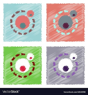 Flat icon design collection two atoms in hatching vector image