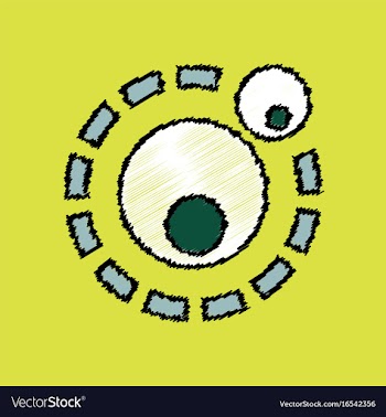Flat icon design collection two atoms in hatching vector image