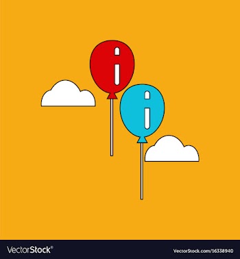 Flat icon design collection two balloons in sky vector image