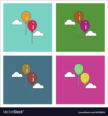 Flat icon design collection two balloons in sky vector image