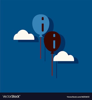 Flat icon design collection two balloons in sky vector image